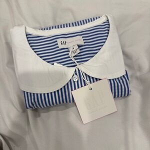 Gap x Sandy Liang button collar shirt blue stripe. Size small. BNWT